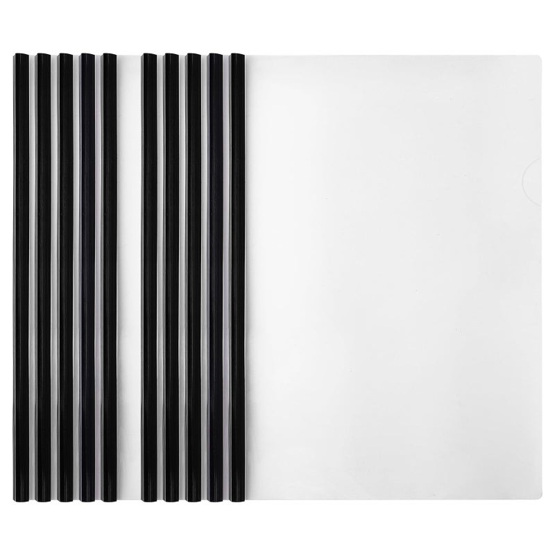 JOERSH 10Pcs Clear Report Covers with Sliding Bar, 40 Sheet Capacity Plastic Binder Paper Protector, Report Folders with Clear Cover for Resume File Documents, Black - Image 3